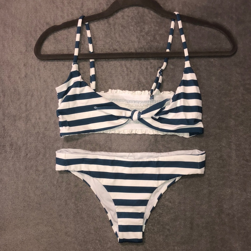 Striped Two Piece Bikini Swimsuit